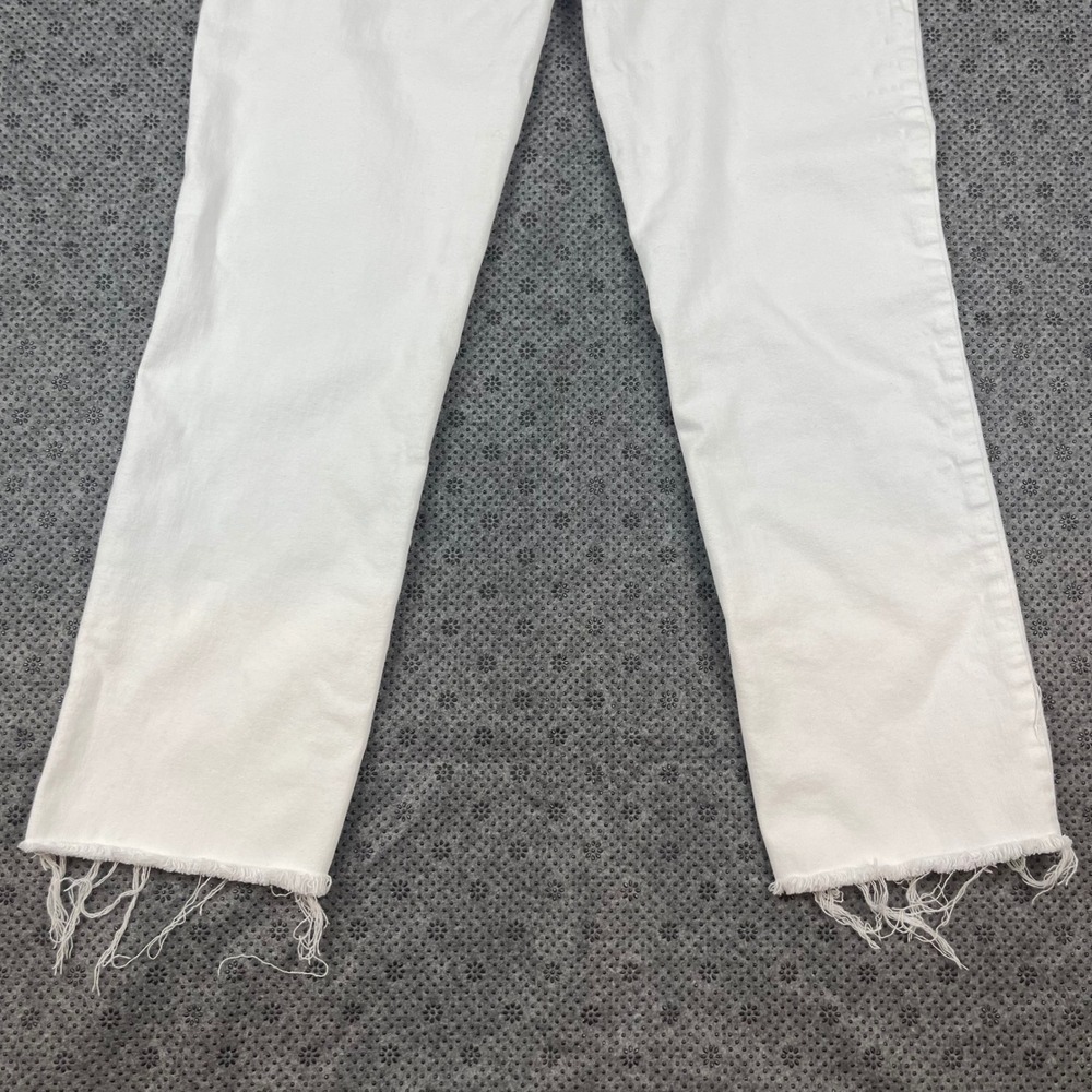PAIGE High-Rise White Straight-Leg Jeans with Frayed Hem - Picture 11 of 11